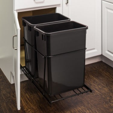 Black 35 Quart Double Pullout Waste Container System